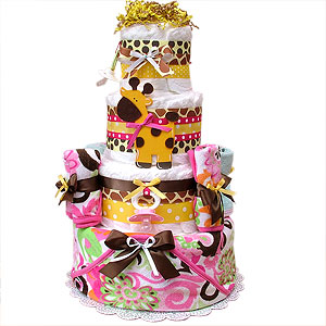 Hot Pink Jungle Giraffe Diaper Cake