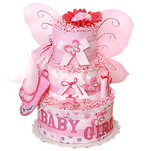 Hot Pink Magic Butterfly Diaper Cake
