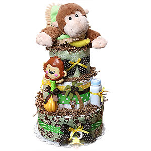 Jungle Monkey Blanket Baby Diaper Cake