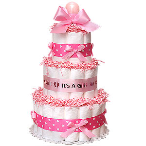 Pink Diaper Cake