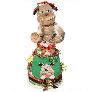 Ruff and Tough Musical Diaper Cake for a Boy