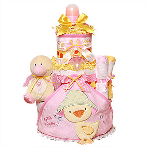 Splash! Splash! Duck Diaper Cake for a Girl