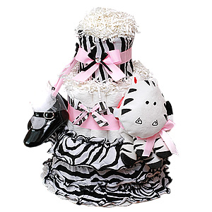 Zebra Diaper Cake for a Girl