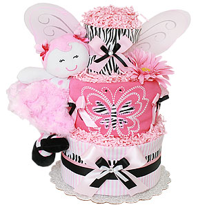 Zebra Butterfly Diaper Cake