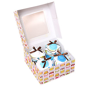 Four Washcloth Cupcakes Blue for a Boy
