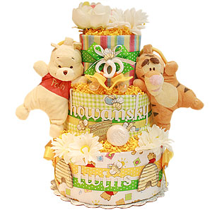 Custom Pooh and Tigger Diaper Cake