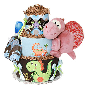 Hear Me Roar Dinosaur Diaper Cake