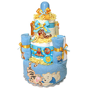 Winnie the Pooh Bath Diaper Cake for a Boy