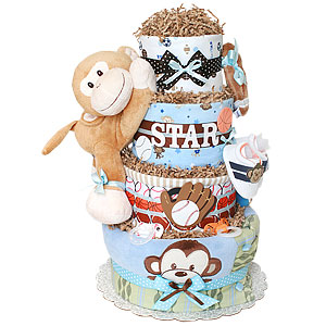 All Star Sport Monkey Diaper Cake