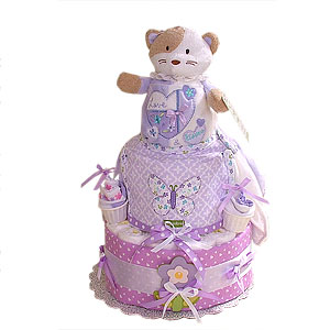 Lavender Cat Diaper Cake