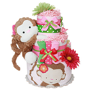 Mod Monkey Girl Diaper Cake