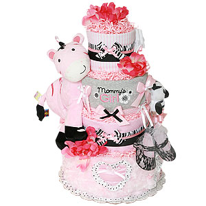 Mommy's Girl Zebra Diaper Cake