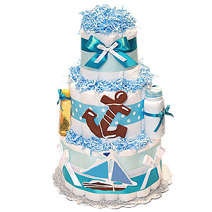 Sail Boat Nautical Diaper Cake