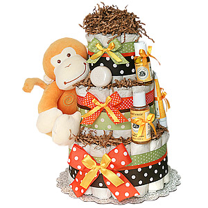 Organic Orange Monkey Diaper Cake