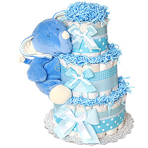 Organic Blue Elephant Diaper Cake