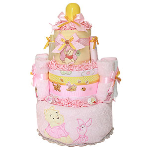 Winnie the Pooh Bath Diaper Cake for a Girl
