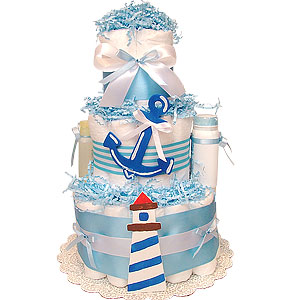Lighthouse Nautical Diaper Cake