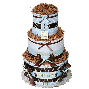 Simple "B" for Boy Diaper Cake