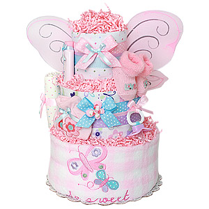 So Sweet Pink and Blue Butterfly Diaper Cake