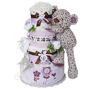 Sweetheart Sugar Plum Bear Diaper Cake