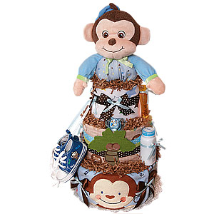 Jungle Musical Monkey Diaper Cake