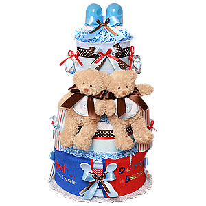 Twins! Boys! Bears Diaper Cake