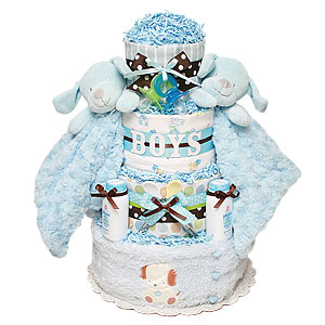 Twins Boys Puppies Diaper Cake
