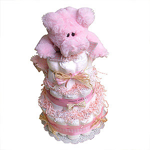Cute Pink Pig Diaper Cake
